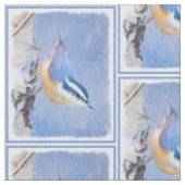 Rot gezapfte Nuthatch Malerei Original Vogelkunst Stoff (Nahaufnahme)