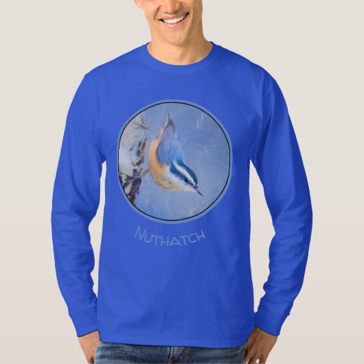 Rot gezapfte Nuthatch Malerei Original Vogelkunst T-Shirt (Vorderseite)