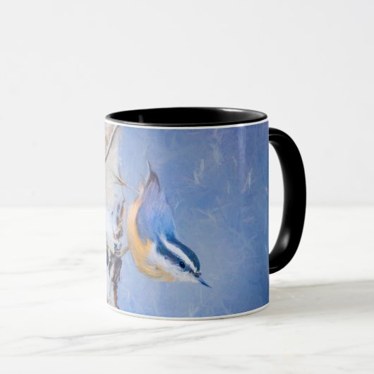 Rot gezapfte Nuthatch Malerei Original Vogelkunst Tasse (VorderseiteRechts)