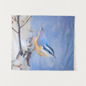 Rot gezapfte Nuthatch Malerei Original Vogelkunst Wandteppich (Vorderseite (Horizontal))