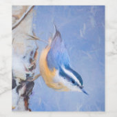 Rot gezapfte Nuthatch Malerei Original Vogelkunst Weinetikett (Einzelnes Label)