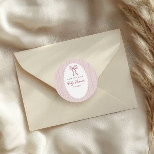 Rot gezeichnete Schleife Rosa Mädchen Baby-Party Runder Aufkleber