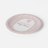 Rot gezeichneter Bogen Rosa Mädchen Baby Shower Pappteller (Schrägansicht)