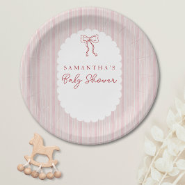 Rot gezeichneter Bogen Rosa Mädchen Baby Shower Pappteller