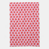 Rot gezeichnetes Doodle-Herzen-Muster auf Pastells Geschirrtuch (Vertikal)