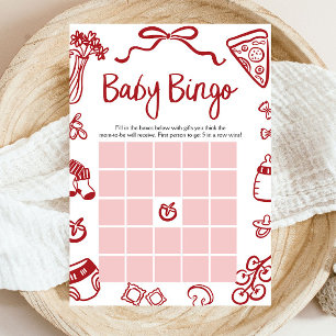 Rot gezeichnetes italienisches Baby-Bingo-Babyshow Einladung