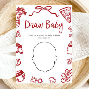 Rot gezeichnetes italienisches Babyshower-Spiel Einladung