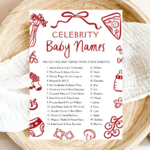 Rot gezeichnetes italienisches Promi-Baby-Name-Spi Einladung