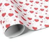 Rot glänzende Passionsherzen, niedlich romantische Geschenkpapier (Rolleneckpunkt)