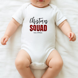 Rot glitziger Weihnachts-Squad-Name Weiß Baby Strampler