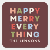 Rot Glücklich Fröhlich Alles Weihnachten Aufkleber (Vorderseite)