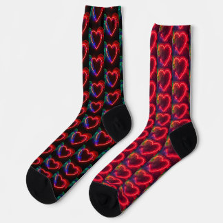 Rot glühende brennende Herzen an Valentinstag nich Socken