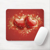 Rot & Gold 3-D-Herzen Design-Mauspad Mousepad (Mit Mouse)