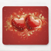 Rot & Gold 3-D-Herzen Design-Mauspad Mousepad (Vorne)