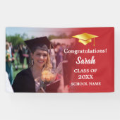 Rot | Gold Abschluss Custom Foto Class of 2025 Banner (Horizontal)