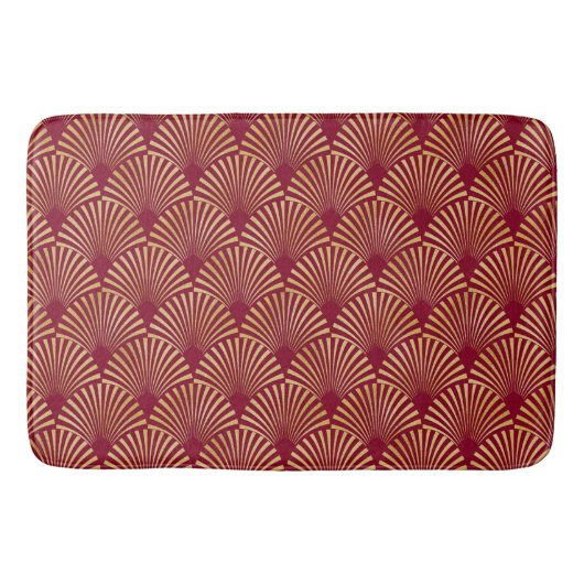ROT & GOLD ART DECO FALSCHEN PATTERIEN BADEMATTE (Vorderseite)