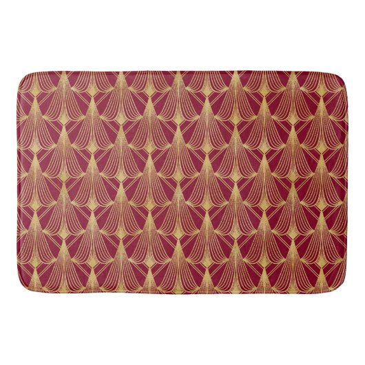 ROT & GOLD ART DECO FALSCHEN PATTERIEN BADEMATTE (Vorderseite)