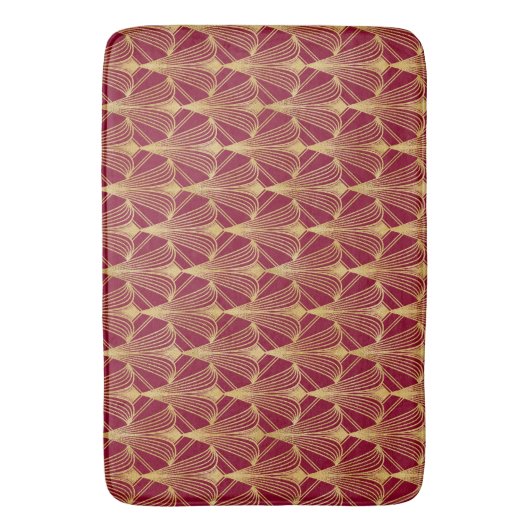 ROT & GOLD ART DECO FALSCHEN PATTERIEN BADEMATTE (Vorderseite Vertikal)