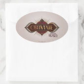 Rot & Gold Art Deco Verdecke Zauber Grafik Ovaler Aufkleber (Tasche)