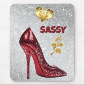 Rot & Gold auf Silberschuh | Mousepad (Vorne)