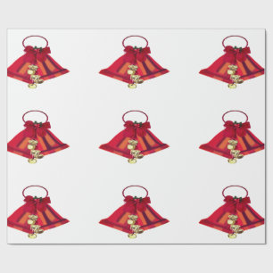 Rot-Gold-Bells-Umschlagpapier Geschenkpapier