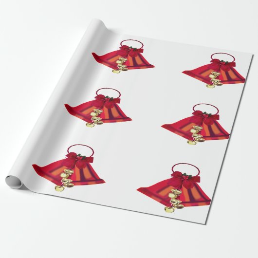 Rot-Gold-Bells-Umschlagpapier Geschenkpapier (Ungerollt)