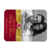 Rot, Gold, Blumenmotiv, Foto Magnet (Horizontal)