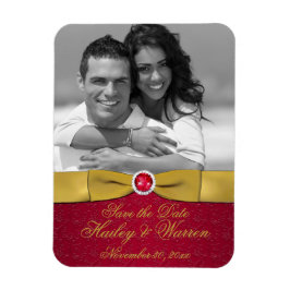 Rot, Gold, Blumenmotiv, Foto Magnet