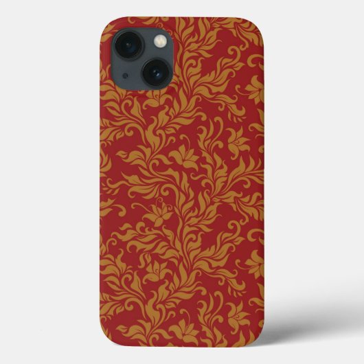 Rot-Gold-Blumenmuster Case-Mate iPhone Hülle (Rückseite)