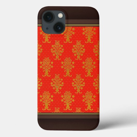 Rot-Gold-Blumenmuster Case-Mate iPhone Hülle (Rückseite)