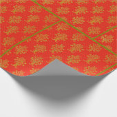 Rot-Gold-Blumenmuster Geschenkpapier (Ecke)