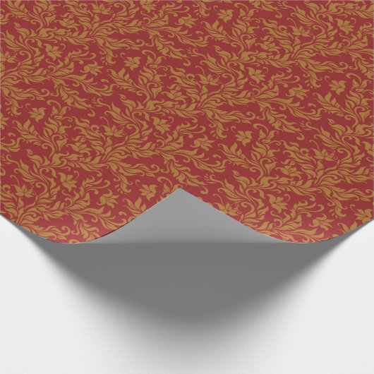 Rot-Gold-Blumenmuster Geschenkpapier (Ecke)