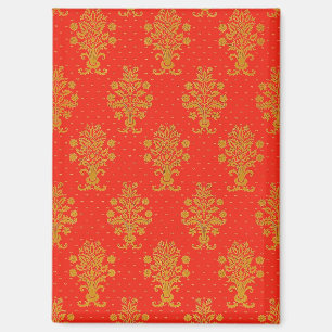 Rot-Gold-Blumenmuster Magnet