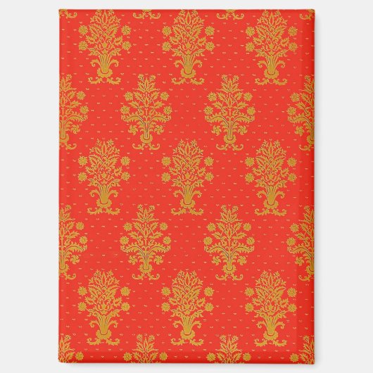 Rot-Gold-Blumenmuster Magnet (Vorderseite)
