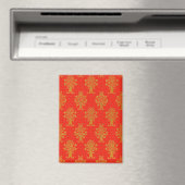 Rot-Gold-Blumenmuster Magnet (In Situ (Geschirrspüler))