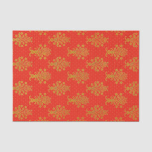 Rot-Gold-Blumenmuster Seidenpapier
