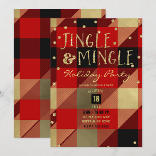 Rot Gold Buffalo Karo Jingle & Mingle Holiday Einladung