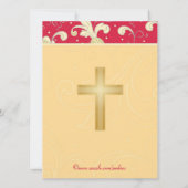 Rot, Gold, Christliches Kreuz, Brautparty Einladung (Rückseite)