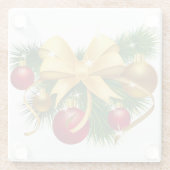 ROT & GOLD CHRISTMAS ORNAMENTS & GOLD BOW GLASUNTERSETZER (Rückseite)