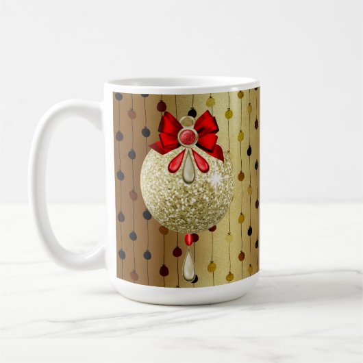 ROT & GOLD CHRISTMAS ORNANATION KAFFEETASSE (Links)
