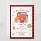 Rot-Gold-Cookies und heiße Kakao-Feier Einladung (Vorderseite)