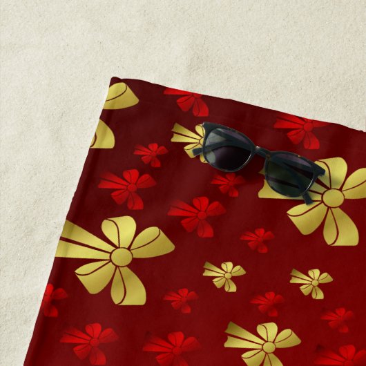 Rot, Gold, Dekoration, Geschenk, Bogen, Urlaub, Ba Strandtuch (Beispiel)