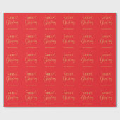 Rot & Gold Farben Frohe Weihnachten Familienname Geschenkpapier (Flach)