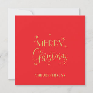 Rot & Gold Farben Frohe Weihnachten Familienname Karte