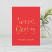 Rot & Gold Farben Frohe Weihnachten Neujahr Name (Stehend Vorderseite)