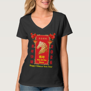 Rot & Gold Festives Chinesisches Jahr des Pferdes T-Shirt