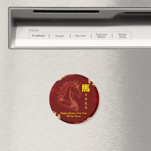 Rot & Gold Frohes chinesisches Jahr des Pferdes Magnet