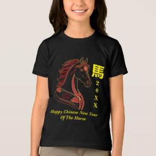 Rot & Gold Frohes chinesisches Jahr des Pferdes Tri-Blend Shirt