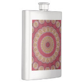 Rot Gold Gelbe Rosetten Mandala Flachmann (Rechts)