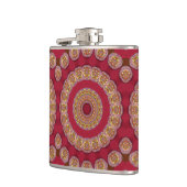 Rot Gold Gelbe Rosetten Mandala Flachmann (Links)